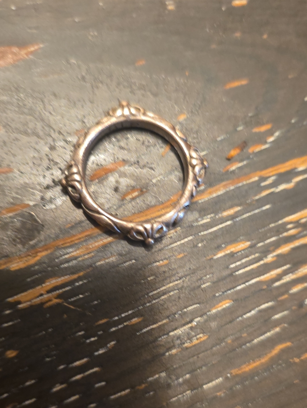 Ornate Floral Silver Band Ring - Silver